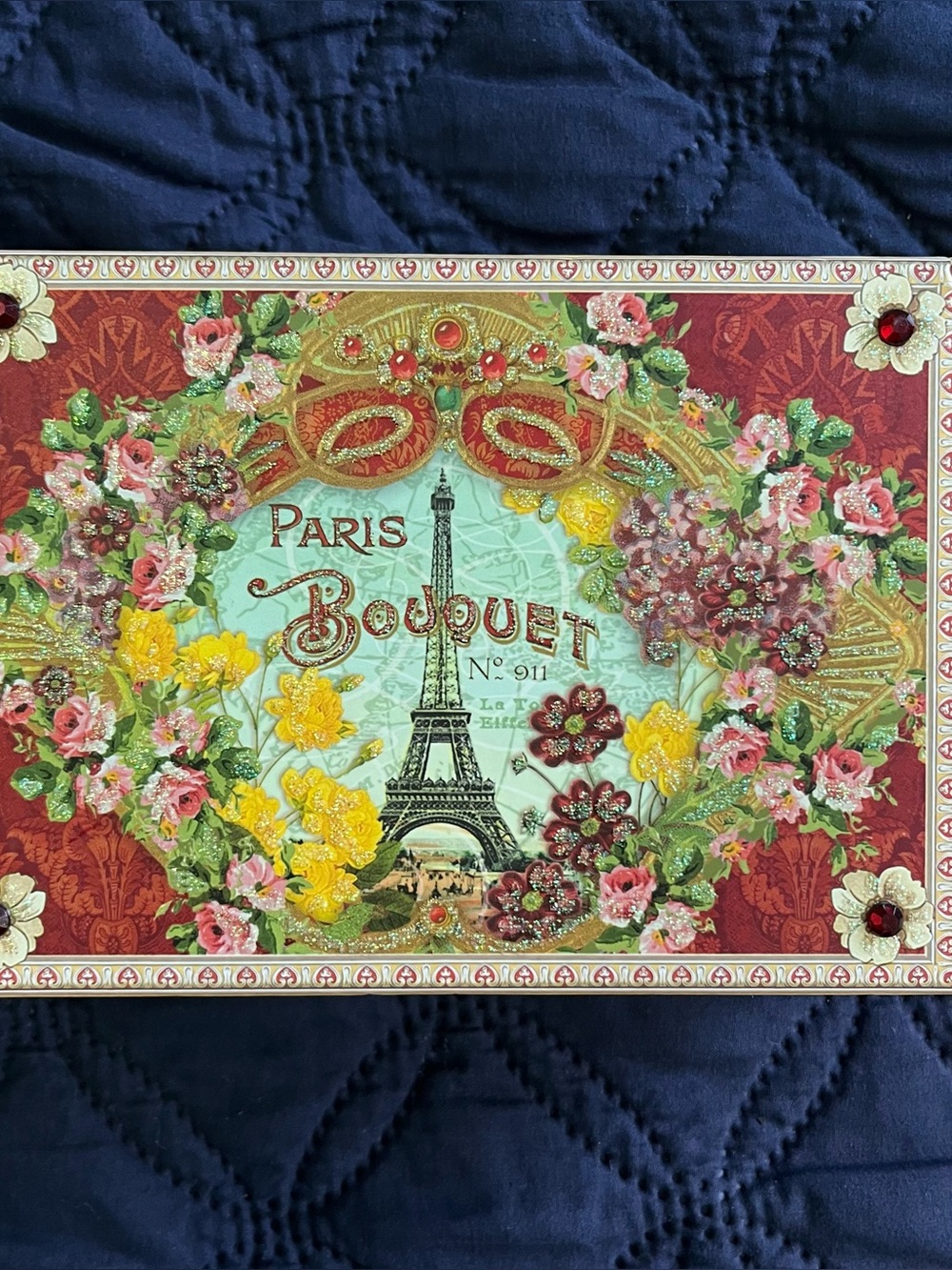 Punch Studio Paris Bouquet Greeting Card Box with Eiffel Tower &floral artwork